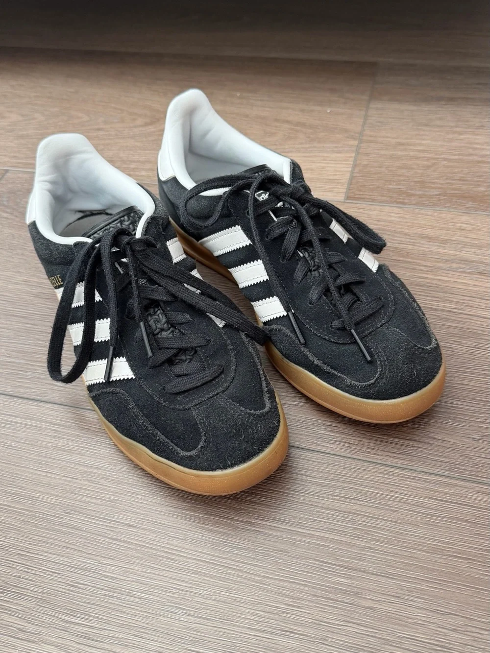 adidas Gazelle Indoor Shoes in Black, White and Gum - Picture 3 of 4